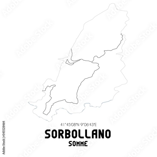 SORBOLLANO Somme. Minimalistic street map with black and white lines.