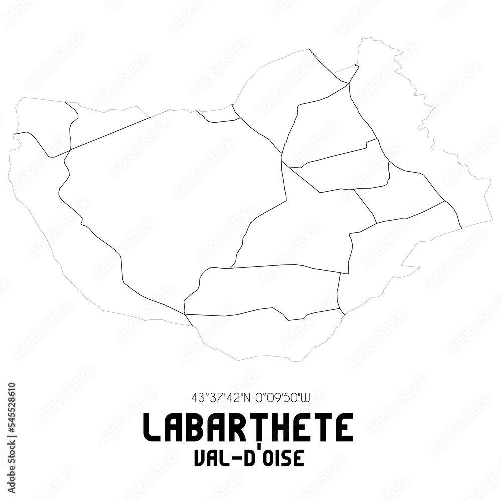 LABARTHETE Val-d'Oise. Minimalistic street map with black and white lines.