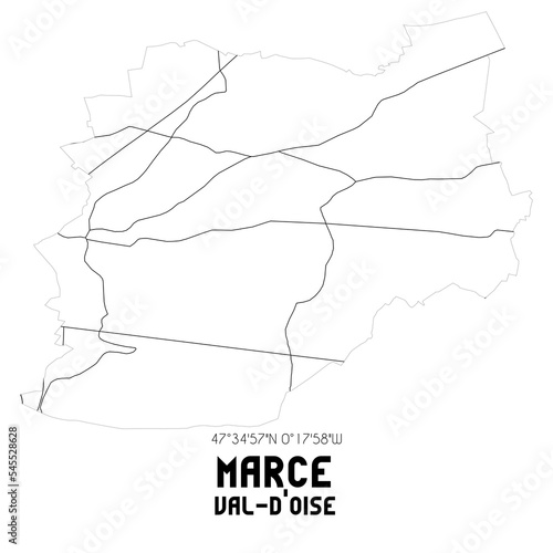 MARCE Val-d Oise. Minimalistic street map with black and white lines.