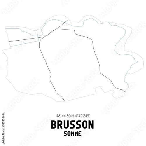 BRUSSON Somme. Minimalistic street map with black and white lines. photo