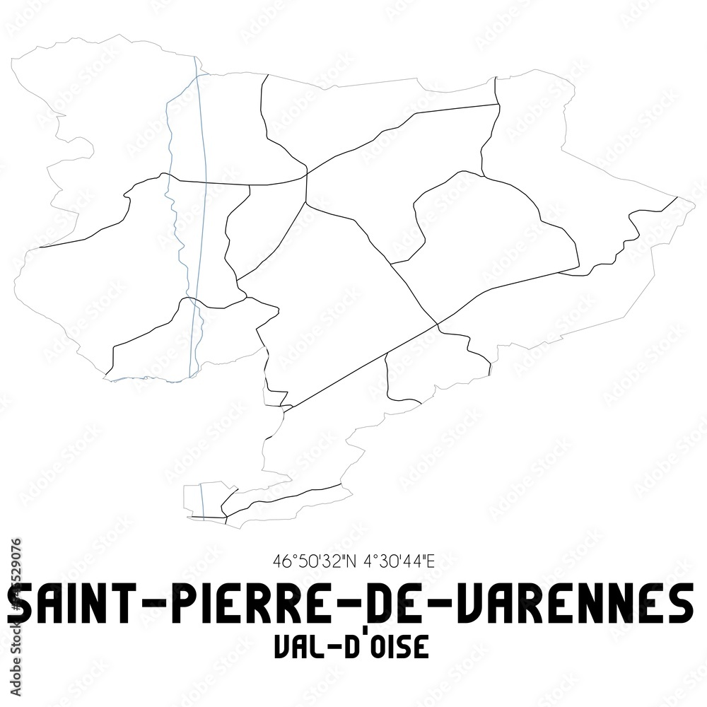 SAINT-PIERRE-DE-VARENNES Val-d'Oise. Minimalistic street map with black and white lines.