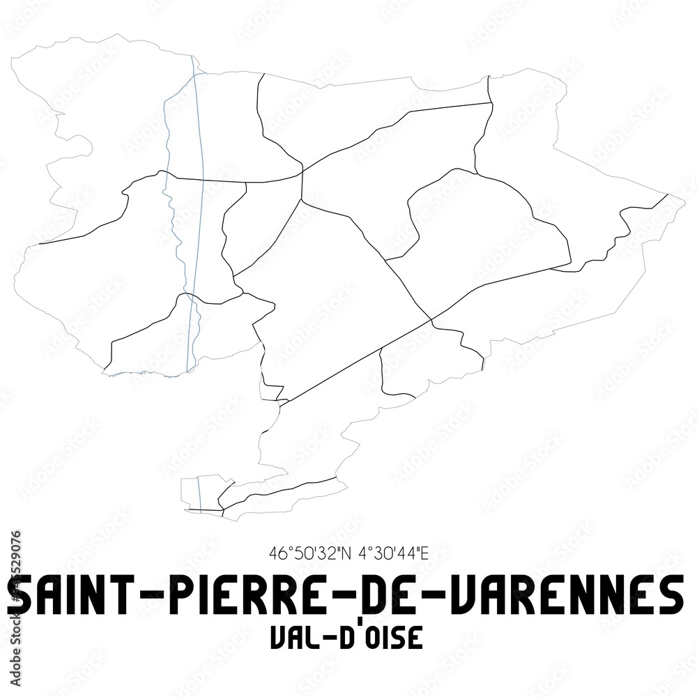 SAINT-PIERRE-DE-VARENNES Val-d'Oise. Minimalistic street map with black and white lines. SAINT-PIERRE-DE-VARENNES Val-d'Oise. Minimalistic street map with black and white lines.