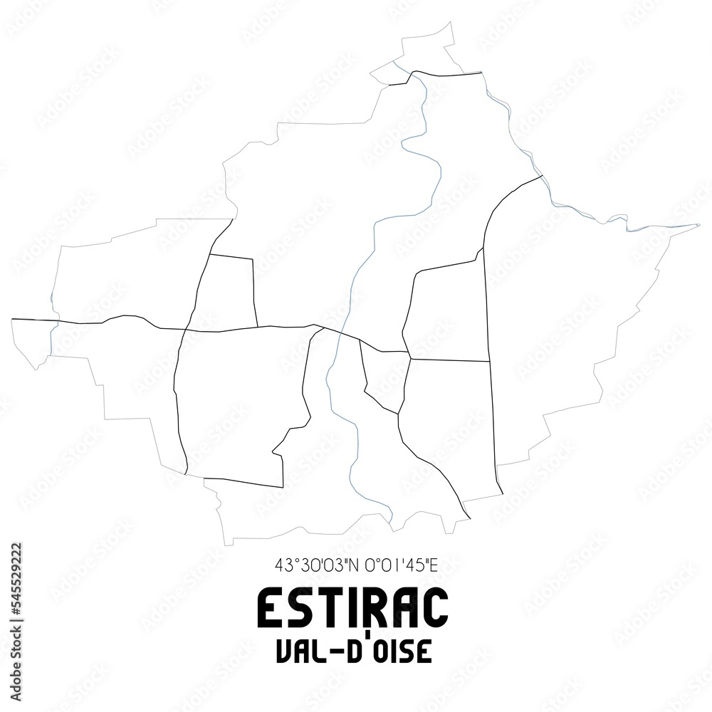 ESTIRAC Val-d'Oise. Minimalistic street map with black and white lines.