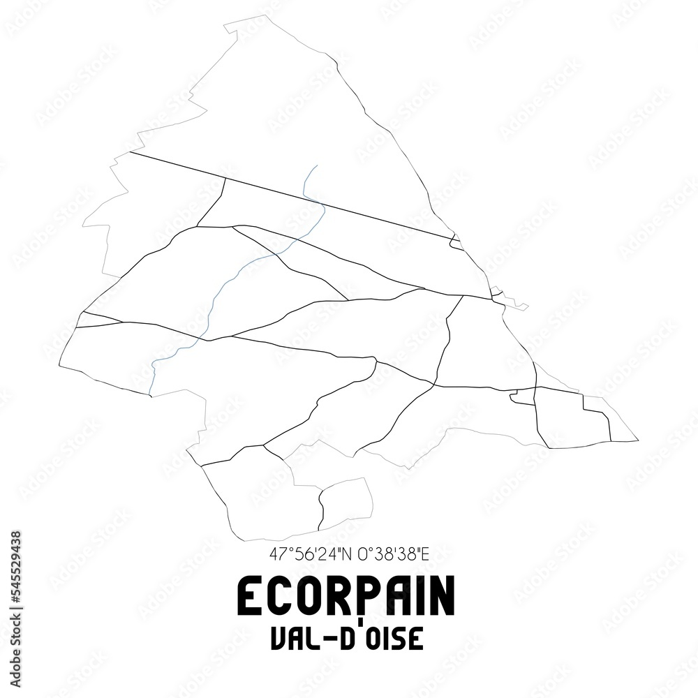 ECORPAIN Val-d'Oise. Minimalistic street map with black and white lines.