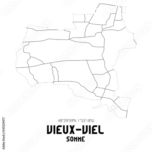 VIEUX-VIEL Somme. Minimalistic street map with black and white lines.