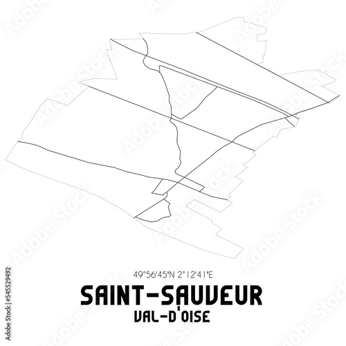 SAINT-SAUVEUR Val-d'Oise. Minimalistic street map with black and white lines.