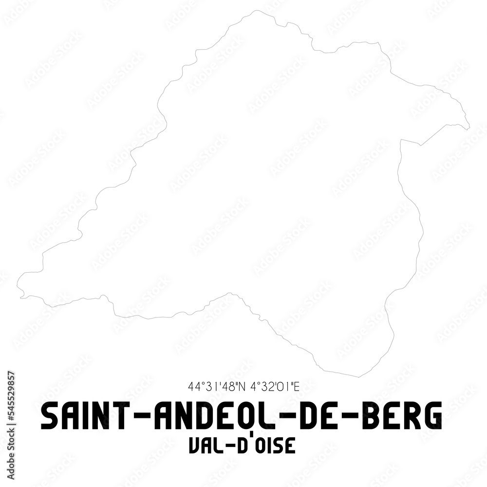 SAINT-ANDEOL-DE-BERG Val-d'Oise. Minimalistic street map with black and white lines.