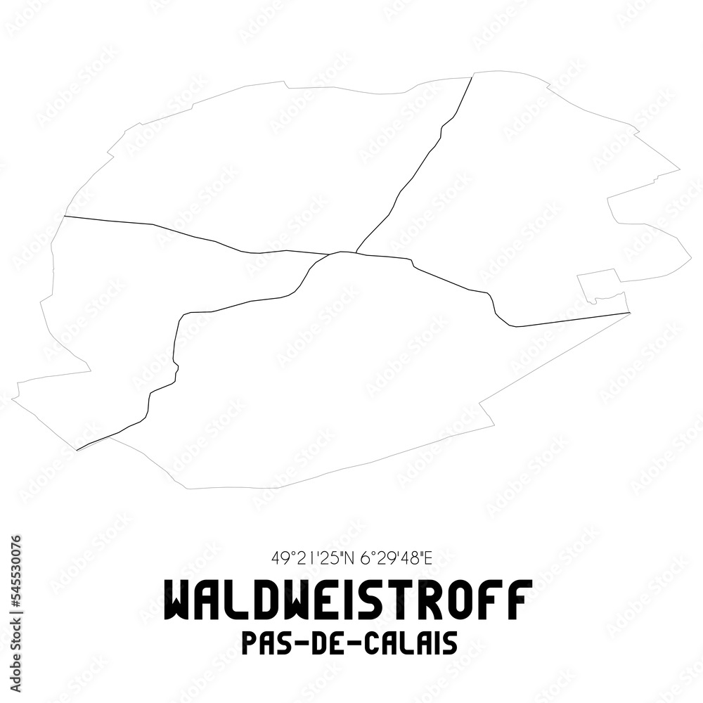 WALDWEISTROFF Pas-de-Calais. Minimalistic street map with black and white lines.