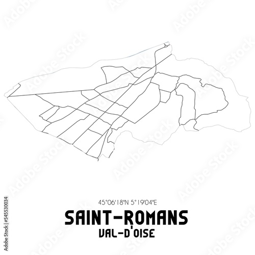 SAINT-ROMANS Val-d'Oise. Minimalistic street map with black and white lines.