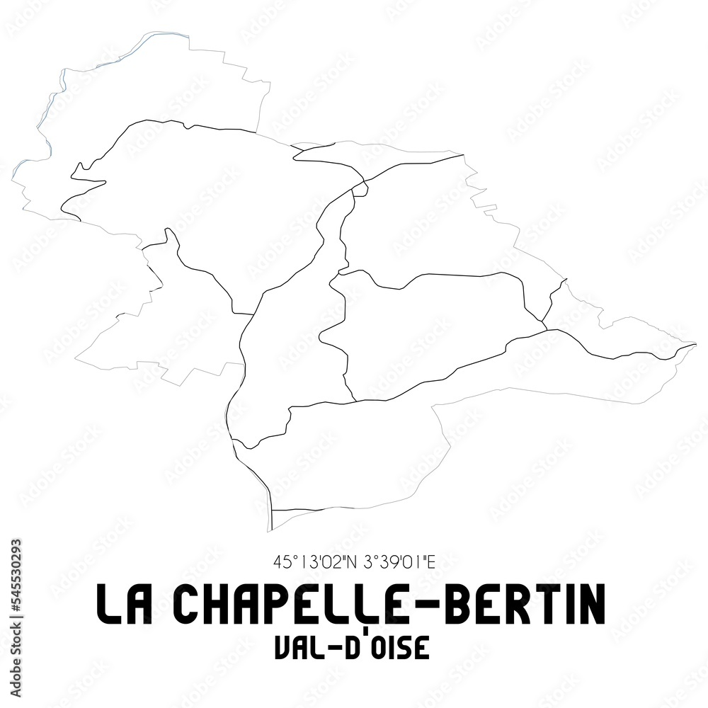 LA CHAPELLE-BERTIN Val-d'Oise. Minimalistic street map with black and white lines.