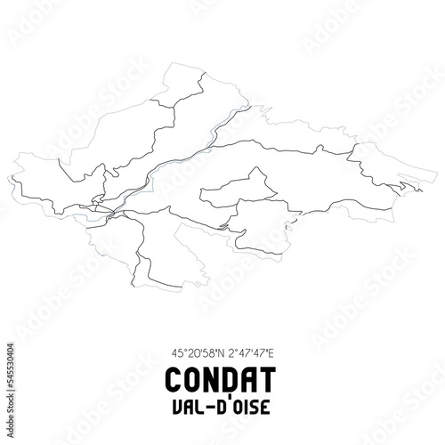 CONDAT Val-d Oise. Minimalistic street map with black and white lines.