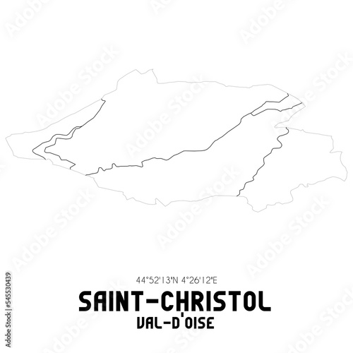 SAINT-CHRISTOL Val-d'Oise. Minimalistic street map with black and white lines.