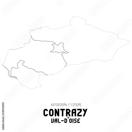 CONTRAZY Val-d Oise. Minimalistic street map with black and white lines.