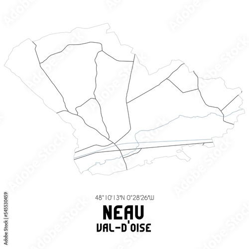 NEAU Val-d'Oise. Minimalistic street map with black and white lines. photo