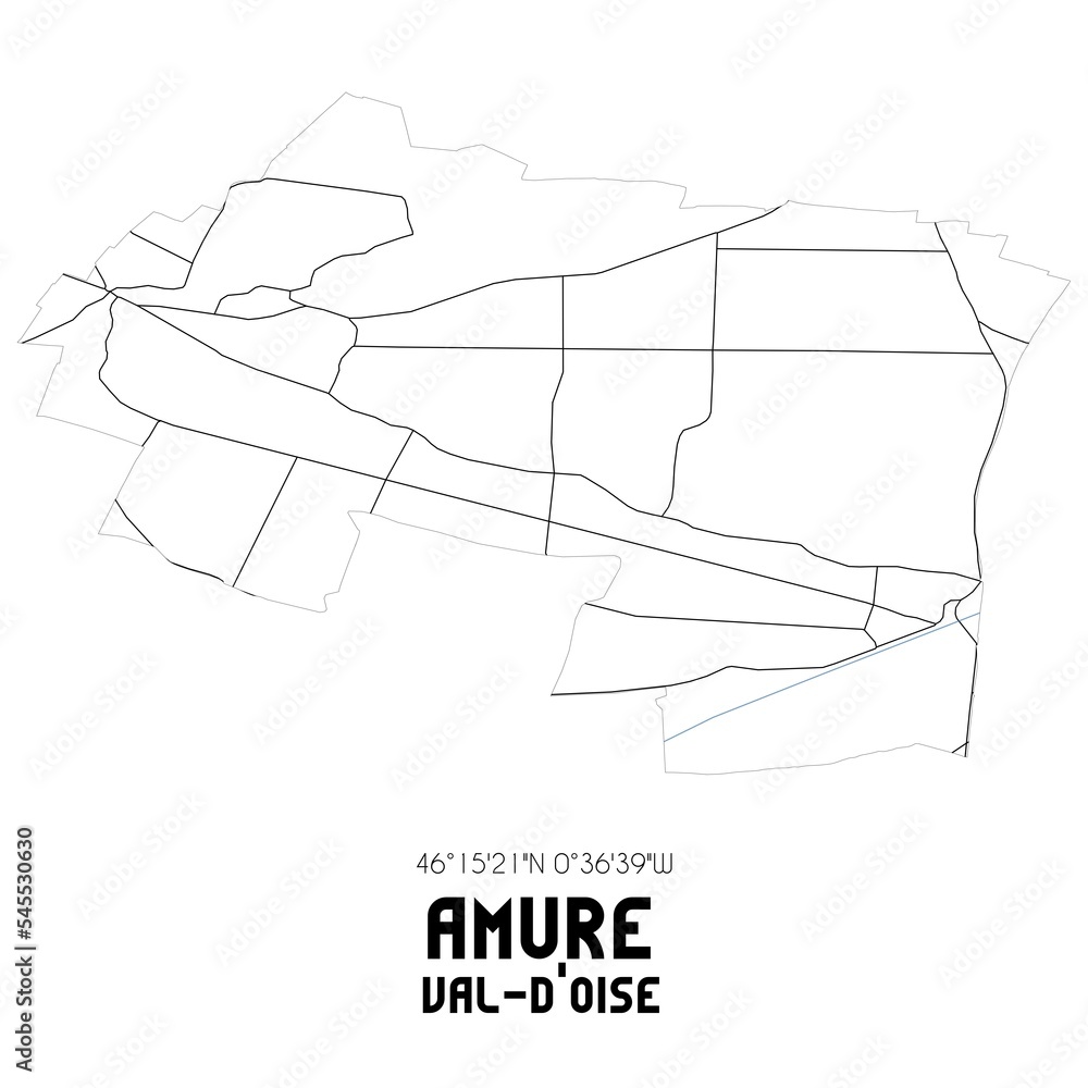 AMURE Val-d'Oise. Minimalistic street map with black and white lines.