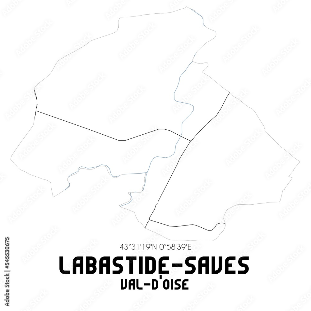 LABASTIDE-SAVES Val-d'Oise. Minimalistic street map with black and white lines.