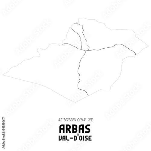 ARBAS Val-d'Oise. Minimalistic street map with black and white lines. photo