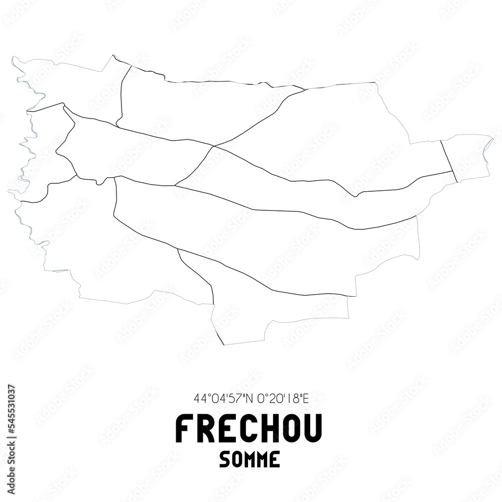 FRECHOU Somme. Minimalistic street map with black and white lines. FRECHOU Somme. Minimalistic street map with black and white lines.