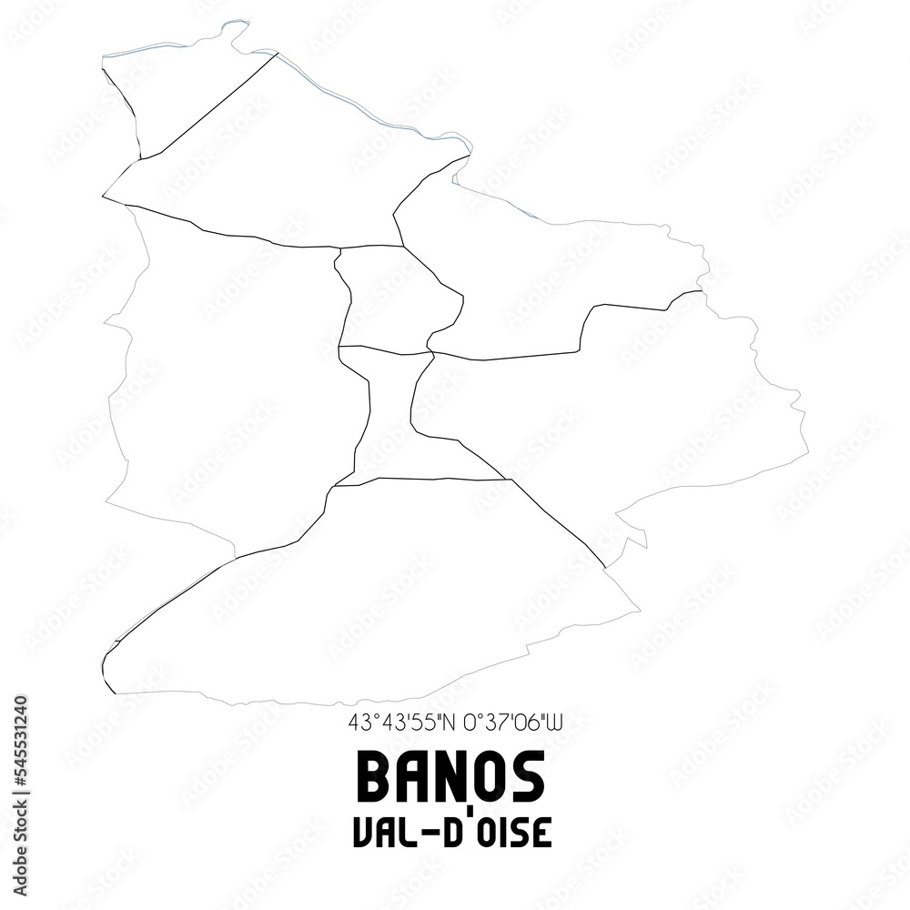 BANOS Val-d'Oise. Minimalistic street map with black and white lines.