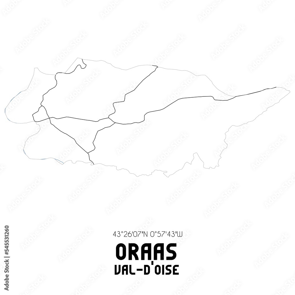 ORAAS Val-d'Oise. Minimalistic street map with black and white lines.