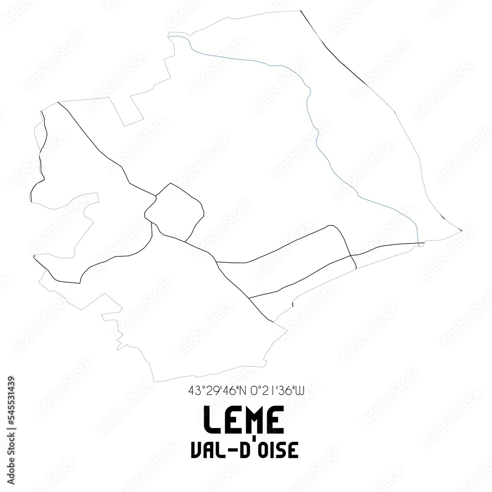 LEME Val-d'Oise. Minimalistic street map with black and white lines.