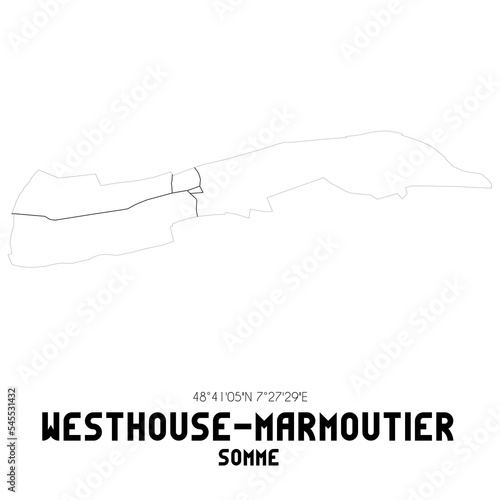 WESTHOUSE-MARMOUTIER Somme. Minimalistic street map with black and white lines.