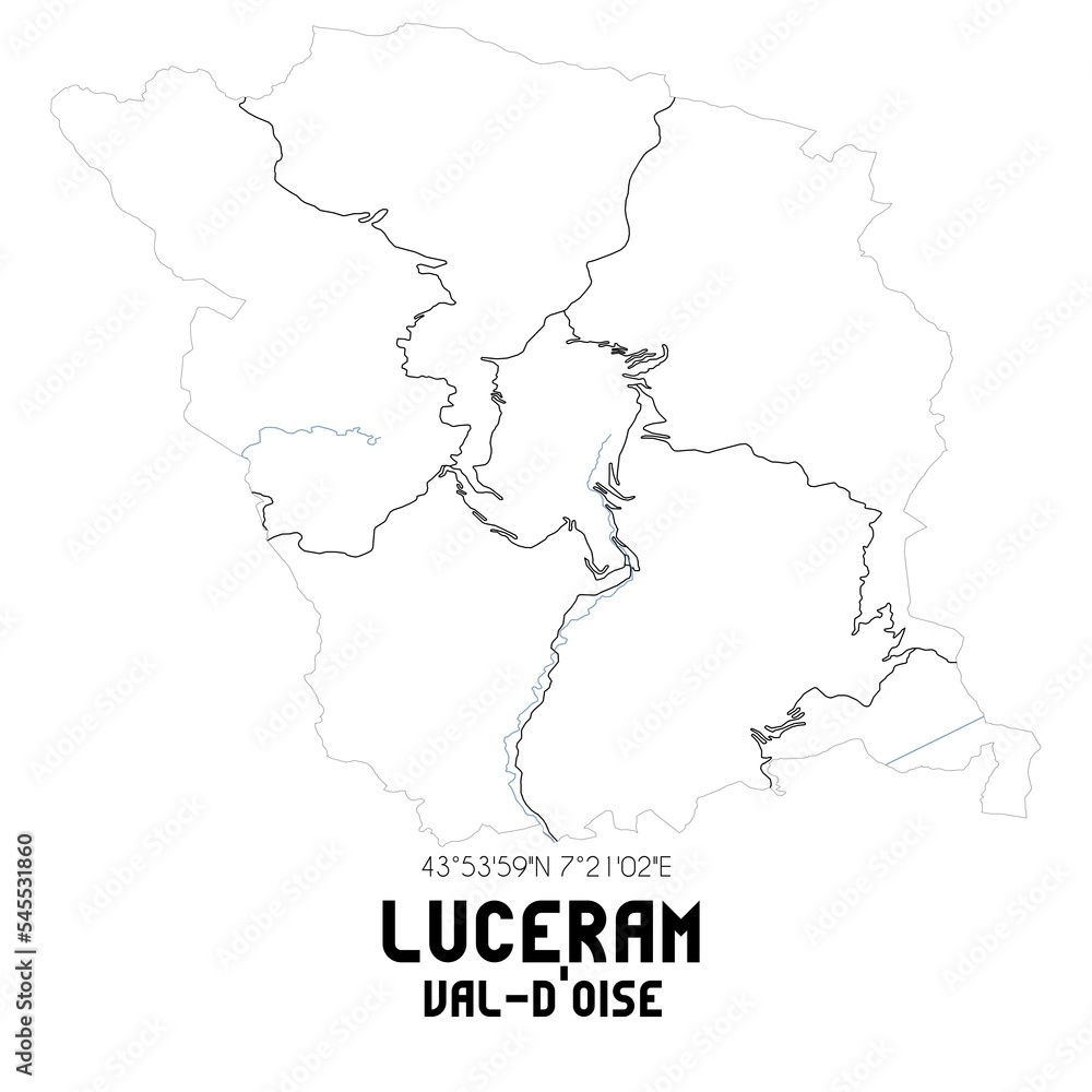LUCERAM Val-d'Oise. Minimalistic street map with black and white lines.