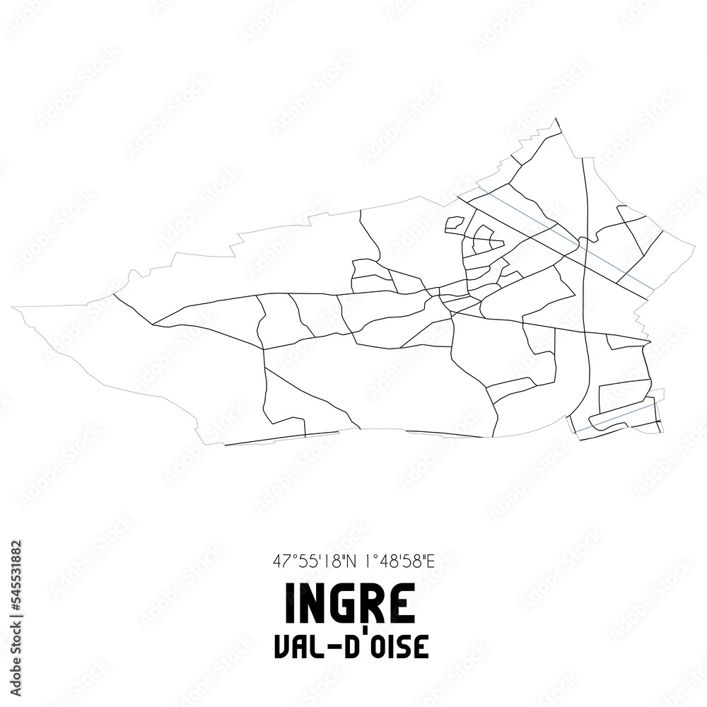 INGRE Val-d'Oise. Minimalistic street map with black and white lines.