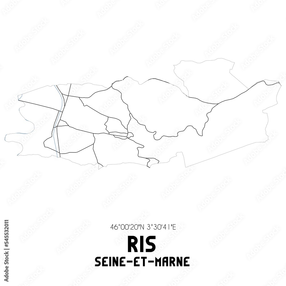 RIS Seine-et-Marne. Minimalistic street map with black and white lines. RIS Seine-et-Marne. Minimalistic street map with black and white lines.