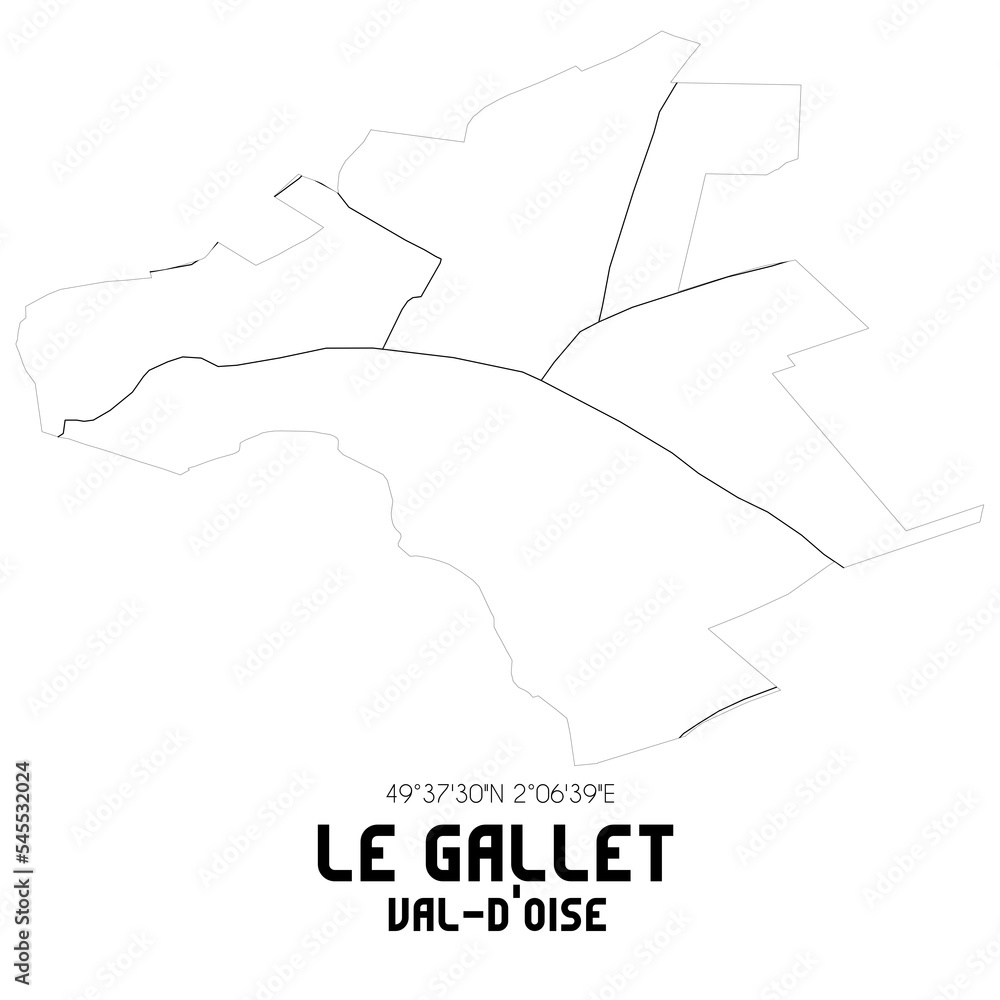 LE GALLET Val-d'Oise. Minimalistic street map with black and white lines.