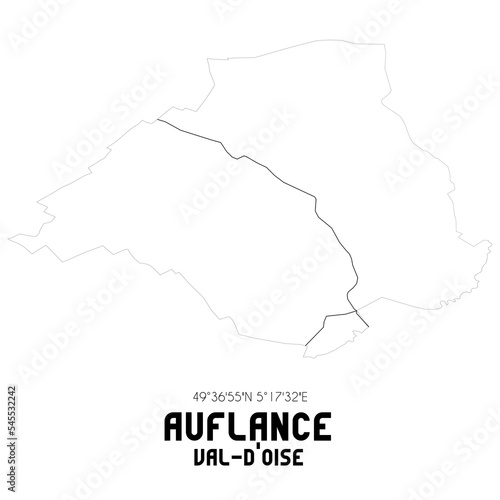 AUFLANCE Val-d'Oise. Minimalistic street map with black and white lines.