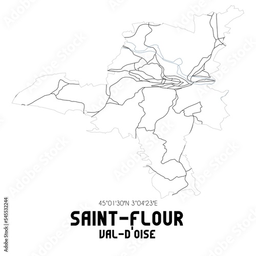 SAINT-FLOUR Val-d'Oise. Minimalistic street map with black and white lines.