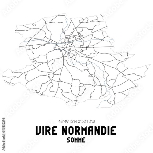 VIRE NORMANDIE Somme. Minimalistic street map with black and white lines.