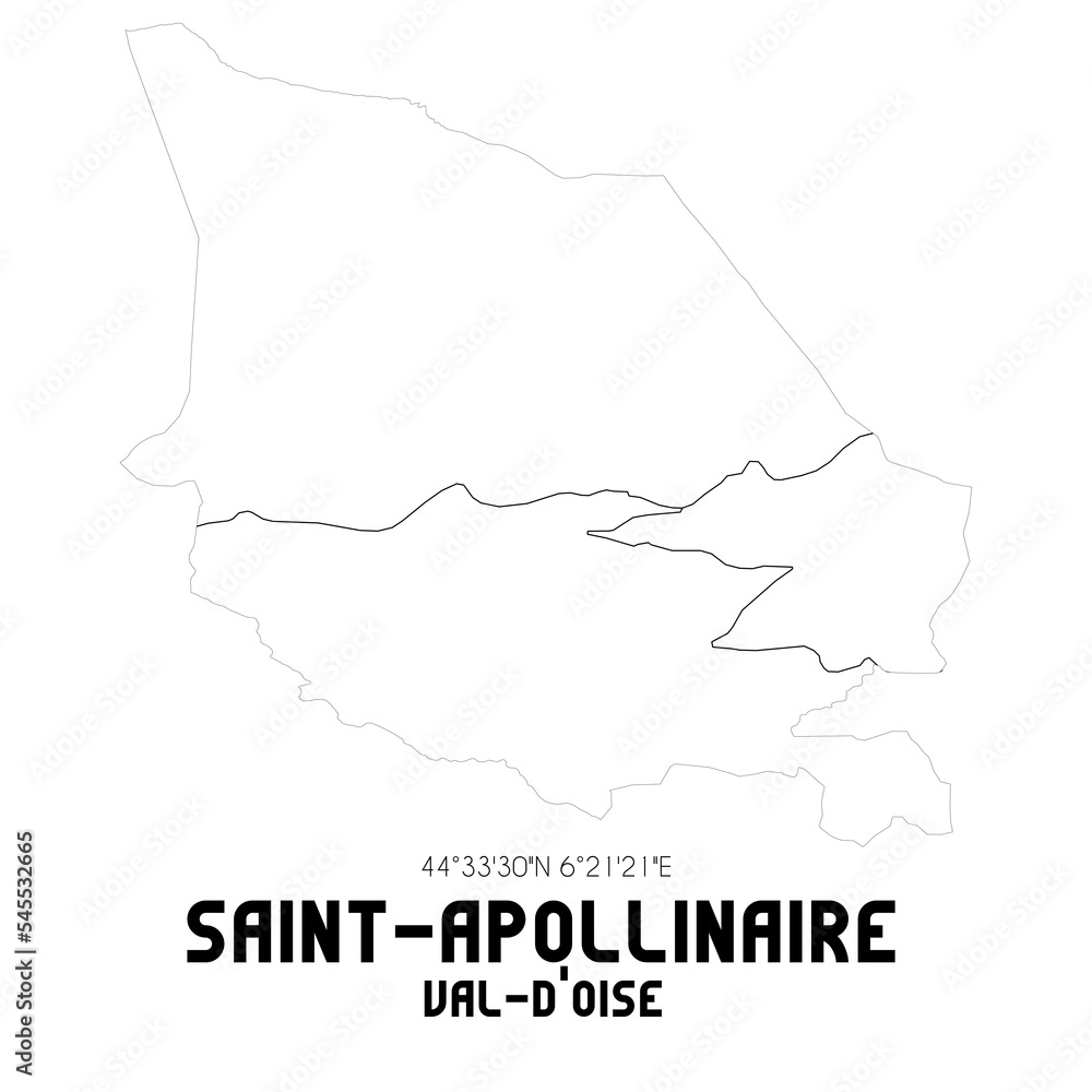 SAINT-APOLLINAIRE Val-d'Oise. Minimalistic street map with black and white lines.