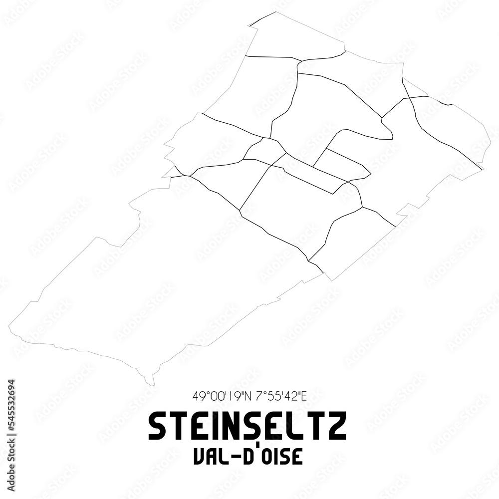 STEINSELTZ Val-d'Oise. Minimalistic street map with black and white lines.