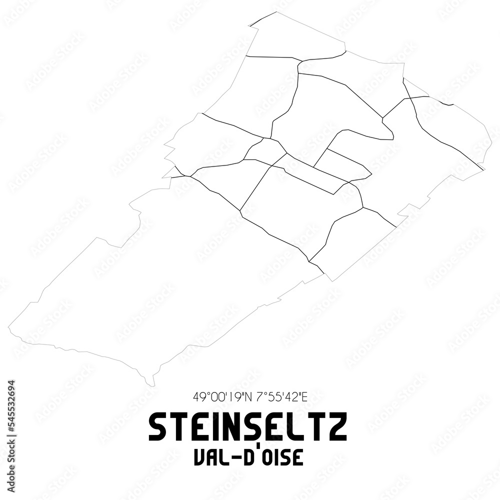 STEINSELTZ Val-d'Oise. Minimalistic street map with black and white lines. STEINSELTZ Val-d'Oise. Minimalistic street map with black and white lines.