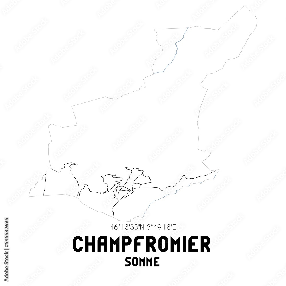 CHAMPFROMIER Somme. Minimalistic street map with black and white lines.