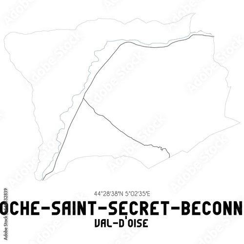 ROCHE-SAINT-SECRET-BECONNE Val-d Oise. Minimalistic street map with black and white lines.