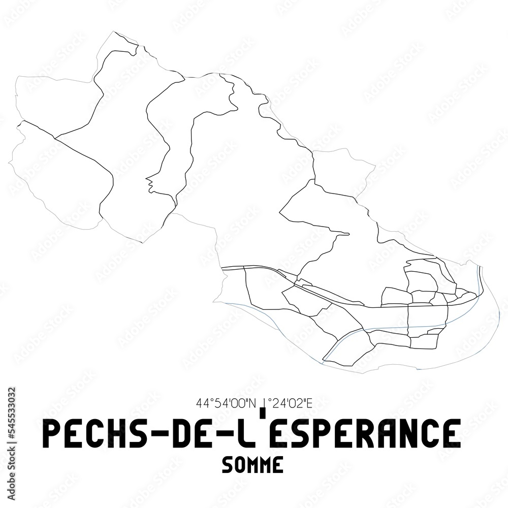 PECHS-DE-L'ESPERANCE Somme. Minimalistic street map with black and white lines.