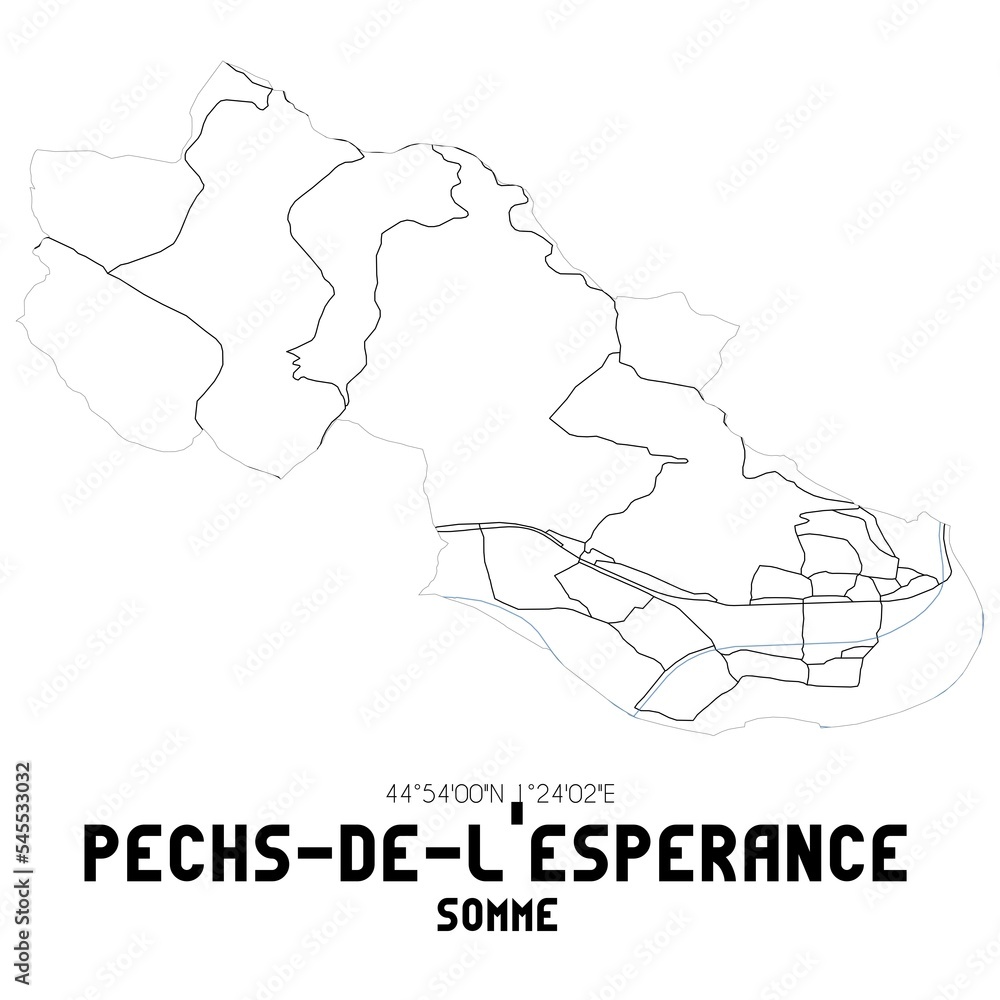 PECHS-DE-L'ESPERANCE Somme. Minimalistic street map with black and white lines. PECHS-DE-L'ESPERANCE Somme. Minimalistic street map with black and white lines.
