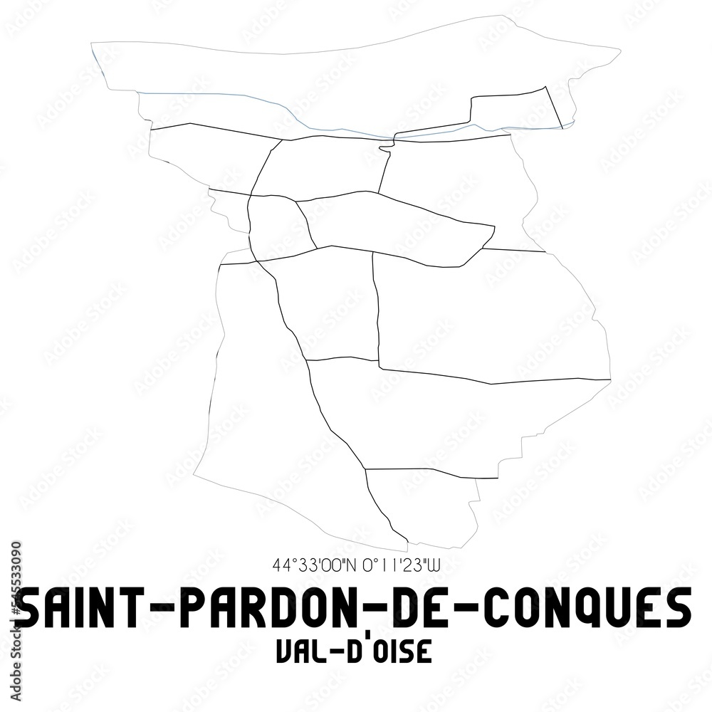 SAINT-PARDON-DE-CONQUES Val-d'Oise. Minimalistic street map with black and white lines. SAINT-PARDON-DE-CONQUES Val-d'Oise. Minimalistic street map with black and white lines.