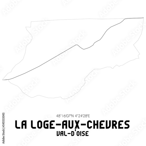 LA LOGE-AUX-CHEVRES Val-d Oise. Minimalistic street map with black and white lines.