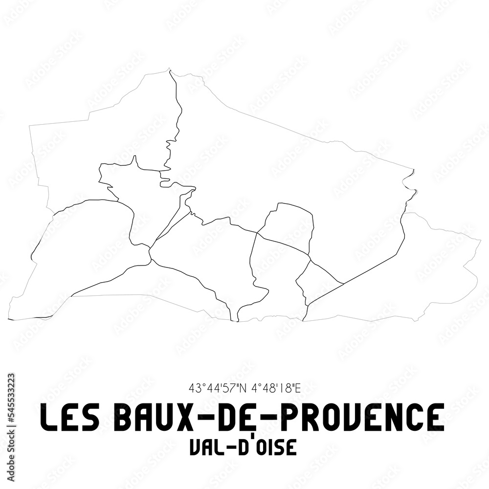 LES BAUX-DE-PROVENCE Val-d'Oise. Minimalistic street map with black and white lines.