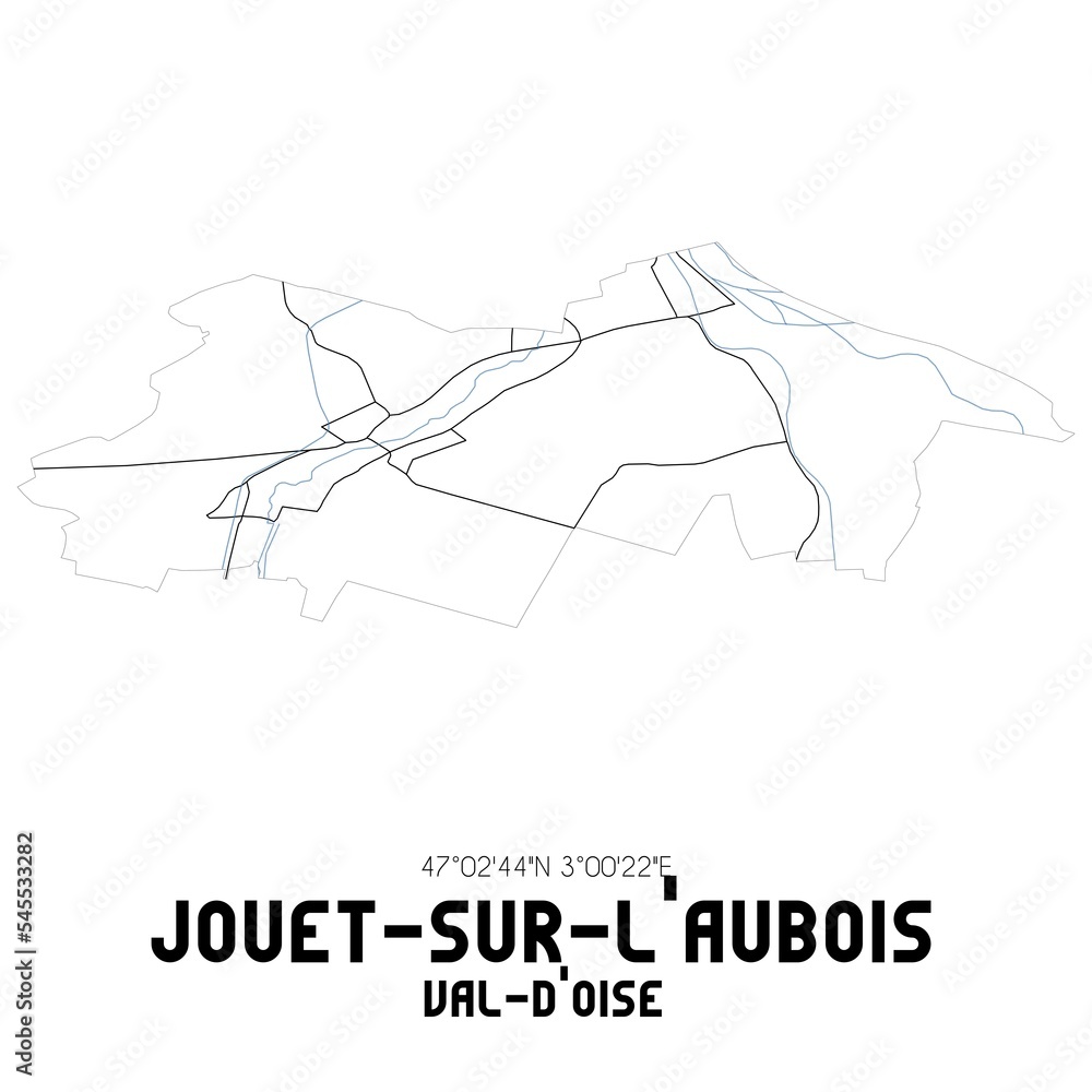 JOUET-SUR-L'AUBOIS Val-d'Oise. Minimalistic street map with black and white lines. JOUET-SUR-L'AUBOIS Val-d'Oise. Minimalistic street map with black and white lines.