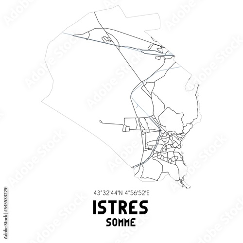 ISTRES Somme. Minimalistic street map with black and white lines.
