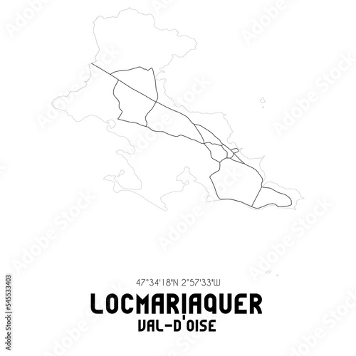 LOCMARIAQUER Val-d'Oise. Minimalistic street map with black and white lines.