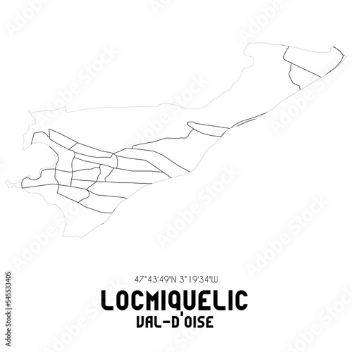 LOCMIQUELIC Val-d'Oise. Minimalistic street map with black and white lines.