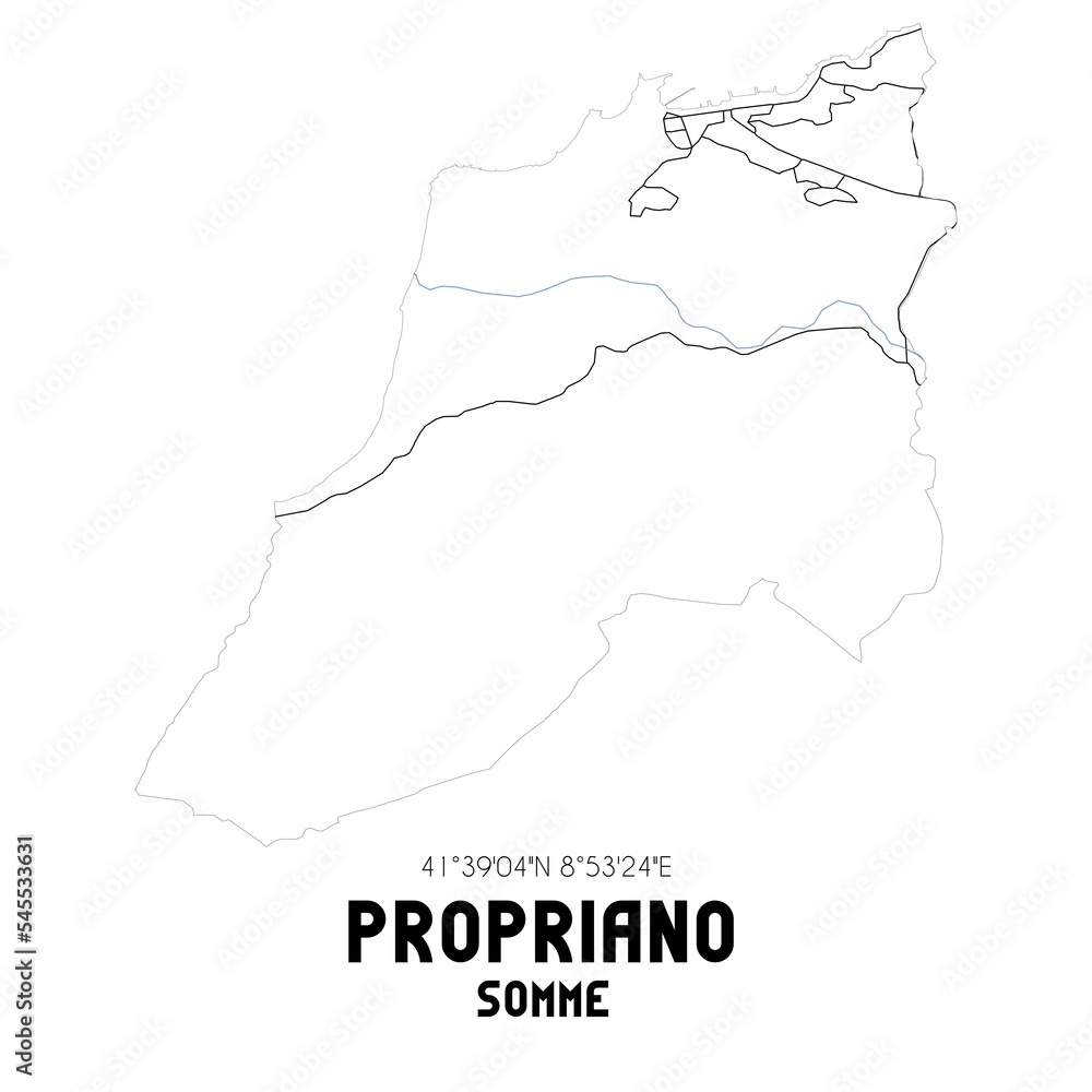 PROPRIANO Somme. Minimalistic street map with black and white lines.