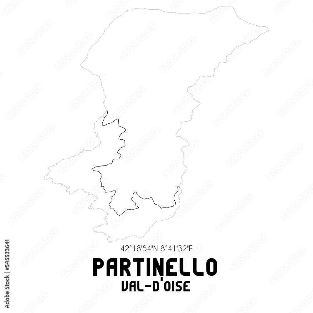 PARTINELLO Val-d'Oise. Minimalistic street map with black and white lines.