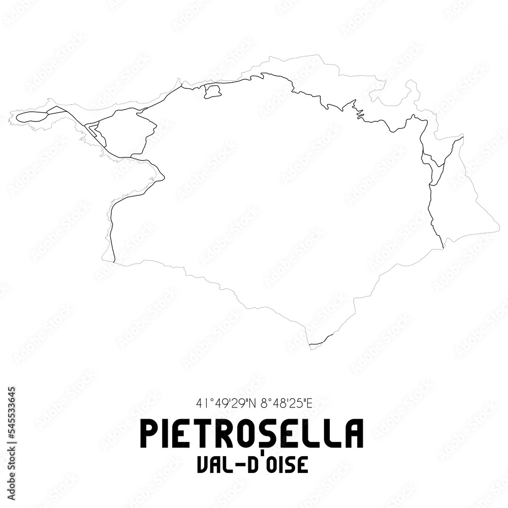PIETROSELLA Val-d'Oise. Minimalistic street map with black and white lines.